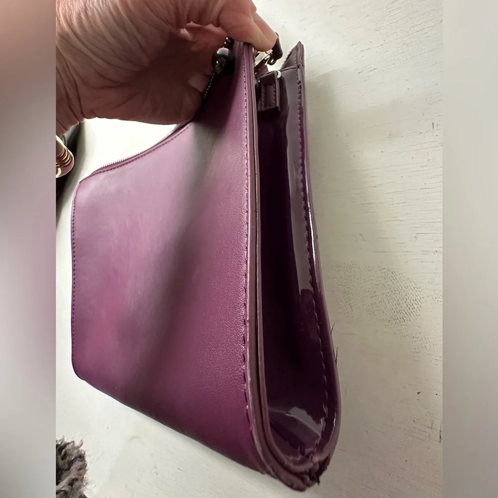 White House Black Market Real Suede Faux Leather Clutch Bright Purple BNWT - Picture 7 of 10